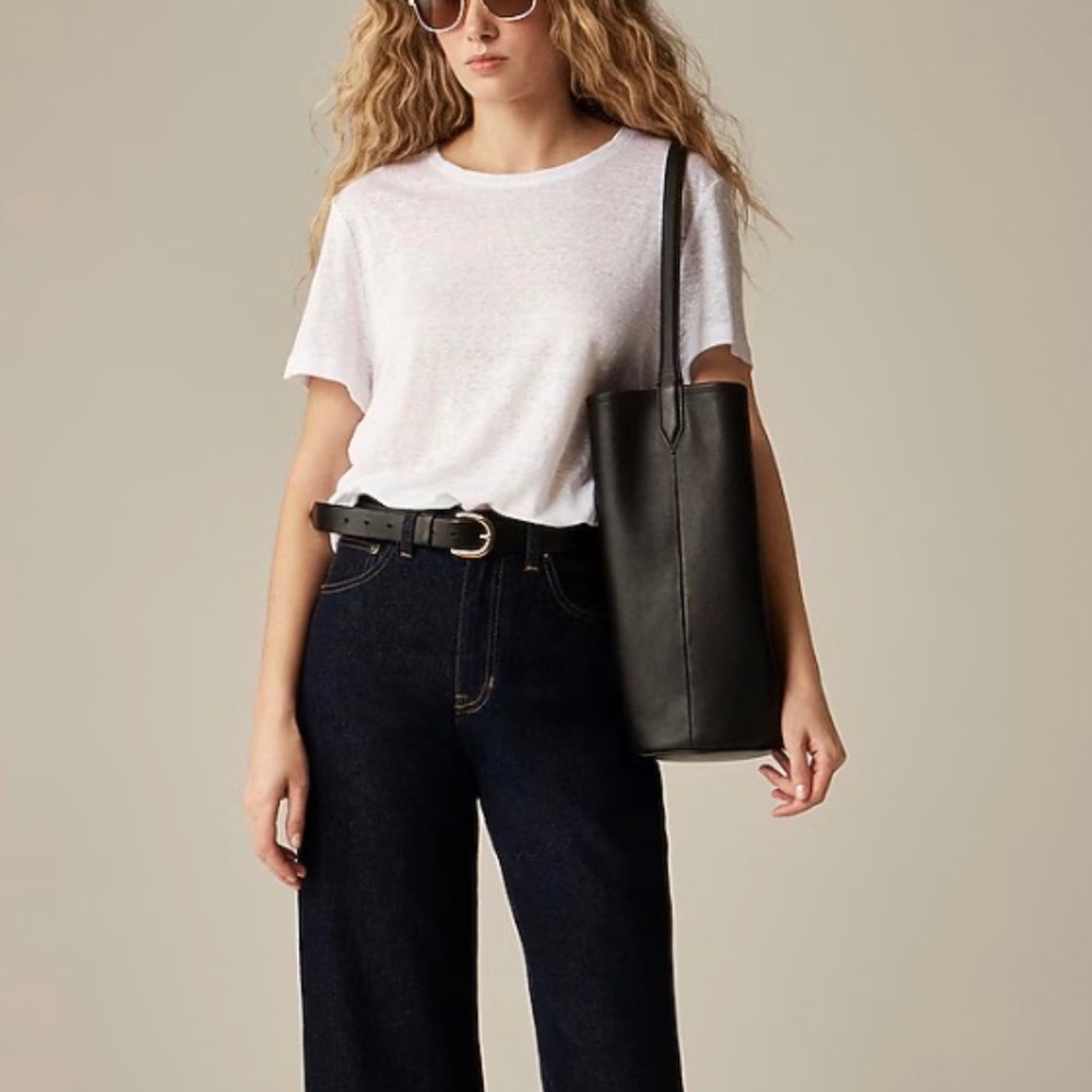 NWT JCrew White Linen Relaxed T-Shirt Size Various